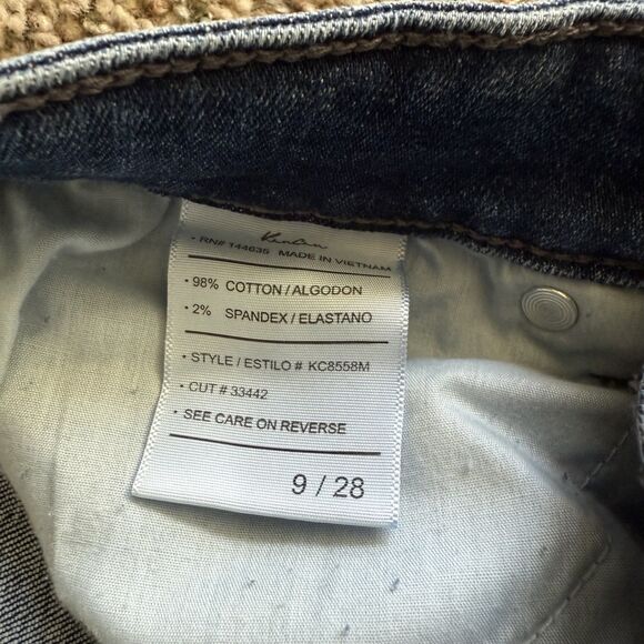 KanCan Jeans 9/28 Mid-Rise Skinny Ankle Blue Denim Frayed edge & slit #KC8558M - Picture 5 of 9